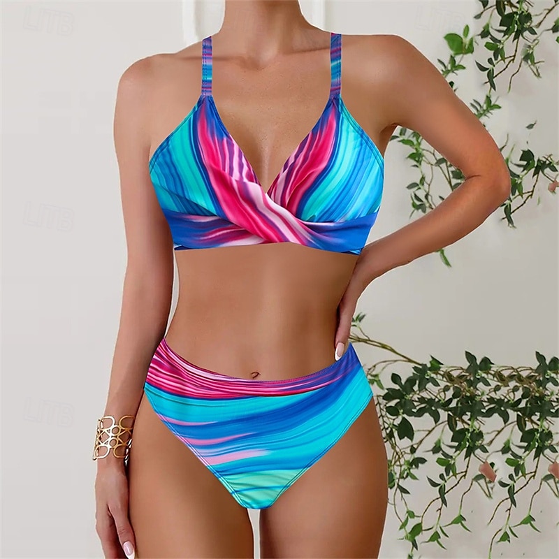 Dam Tankini Tvådelad baddräkt V-ringad Brottarrygg Badkläder Badkläder Rodnande Rosa Blå Andningsfunktion Snabb tork Lättvikt Ärmlös - Simmning Surfing Strand Sommar Vår 2025 - $19.49 –P8