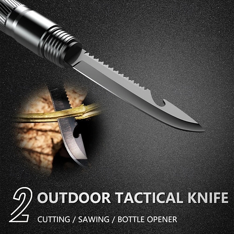 1 juego de bastones de senderismo multifuncionales: bastón de trekking plegable con cuchillo oculto &Brújula - Bastón de autodefensa para acampar & senderismo 2025 - $60.99 –P4