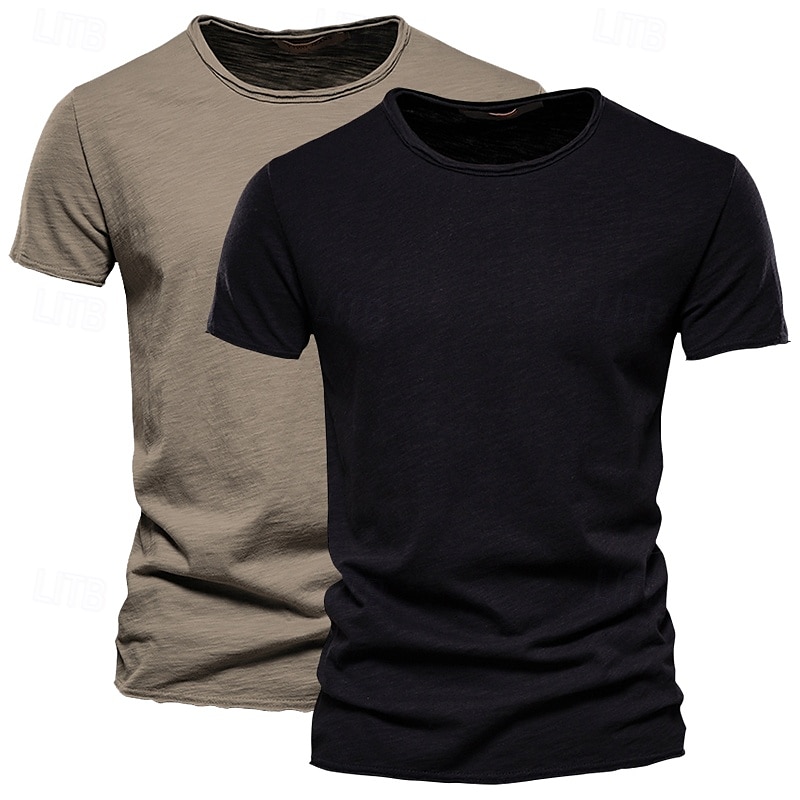 Homens Camiseta T-shirt Camiseta de bambu Manga Curta Gola Redonda Verão Tecido Moda Designer Básico Estilo Clássico Férias Rua Para Noite Preto+ Cáqui Branco+Verde Exército Azul+Caqui Top Tee para de 2025 por $27.99 –P11