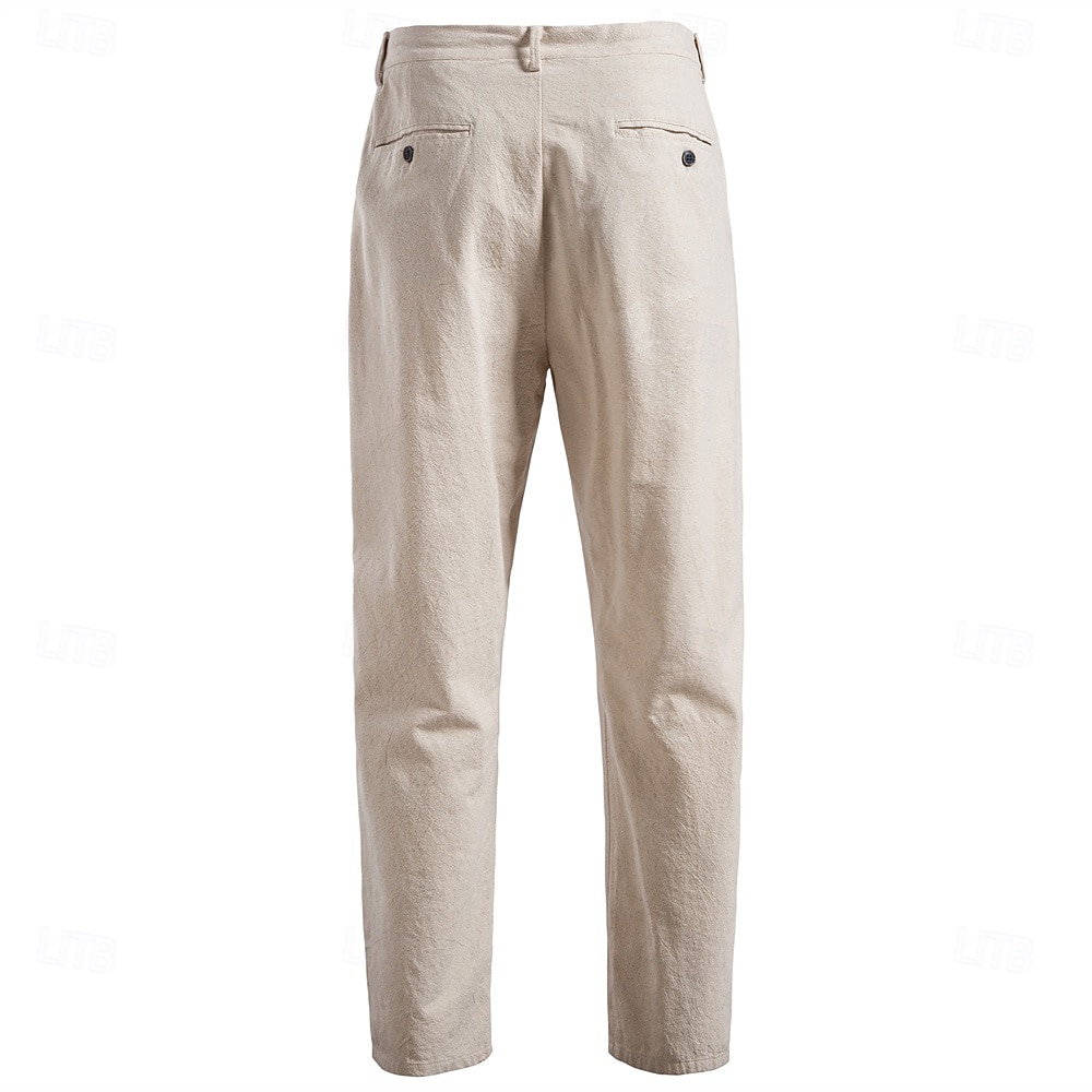 Herre Bukser kinesisk Helfarge Full lengde Formell Bryllup utendørs Elegant Ferie Svart Lysebrun Mikroelastisk 2025 - $31.99 –P2