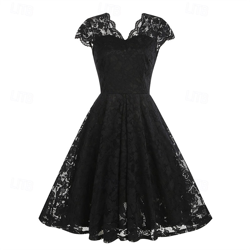 Elegantní 50. léta Retro Ke kolenům Šaty A-Line šaty Čajové šaty Krajka A-Linie Dámské Vánoce Karneval Nový rok Maturita Denní nošení loučení se svobodou nevěsty Dospělé Šaty pro návrat domů Léto 2025 - $35.99 –P16