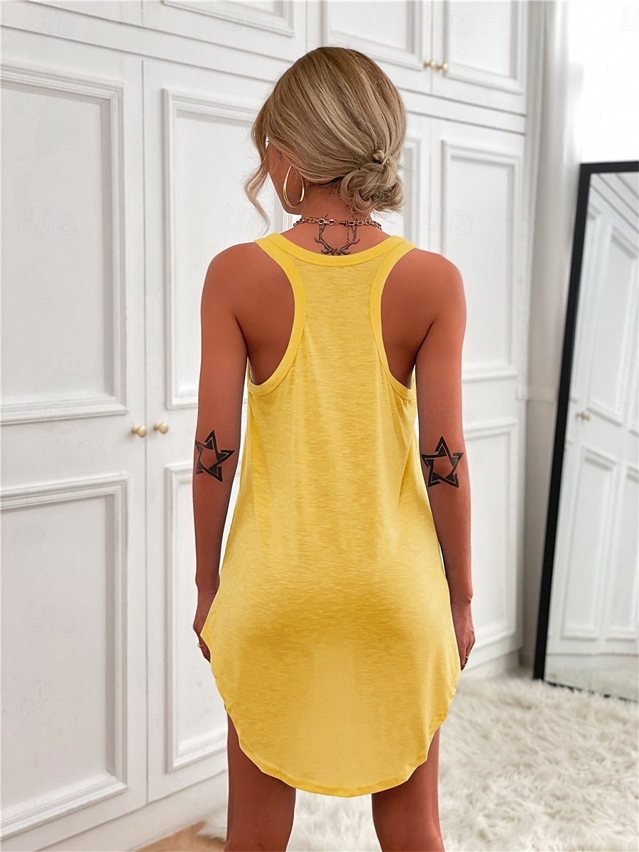 Women's Mini Dress T Shirt Dress Tee Dress Shift Dress Slip Dress Casual Vacation Casual Daily Regular Fit Graphic Sleeveless U Neck Magenta Black White Yellow Summer 2025 - $18.99 –P20