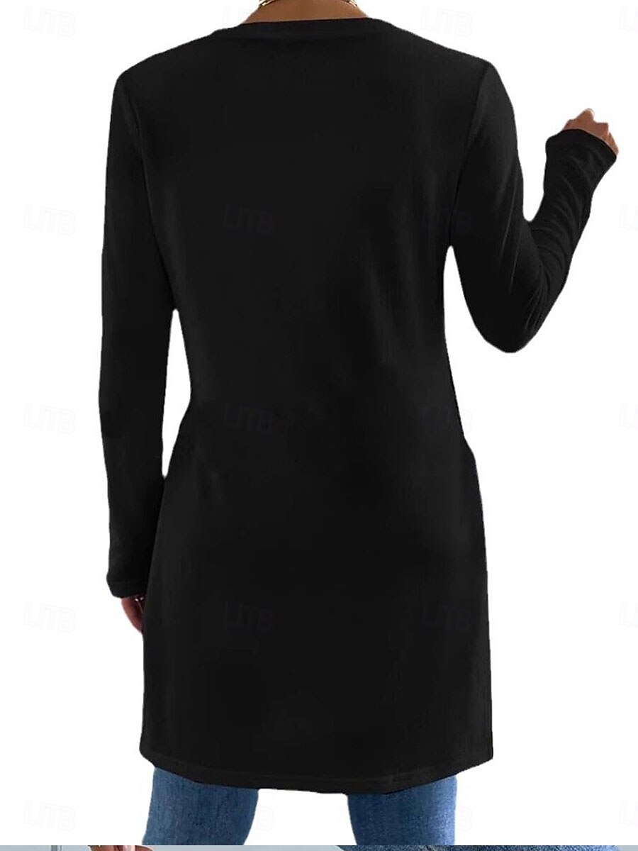 Women's T Shirt Plain Fashion Modern Casual Long Sleeve Crew Neck Long Tops Daily Weekend Patchwork Black White Spring Fall Winter 2025 - $27.99 –P5