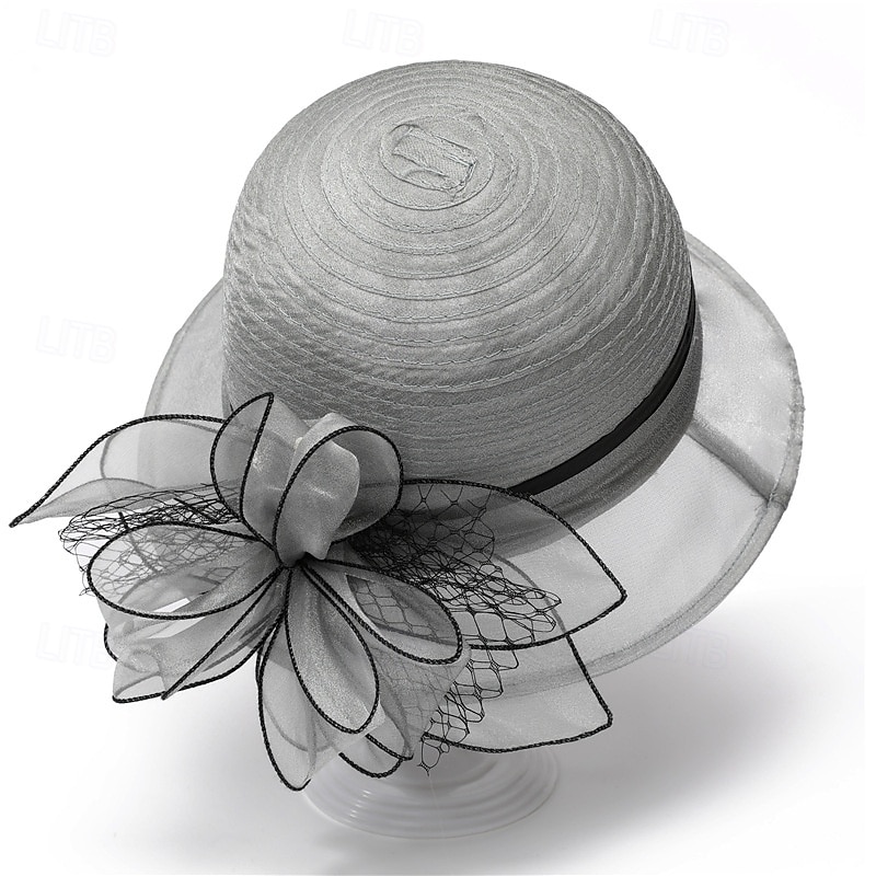 Hodeplagg organza Bøttehatt Bryllup Bursdag Avslappet Aftenselskap cocktail Elegant søt stil Med Blomster Hodeplagg Hodeplagg 2025 - $17.49 –P6