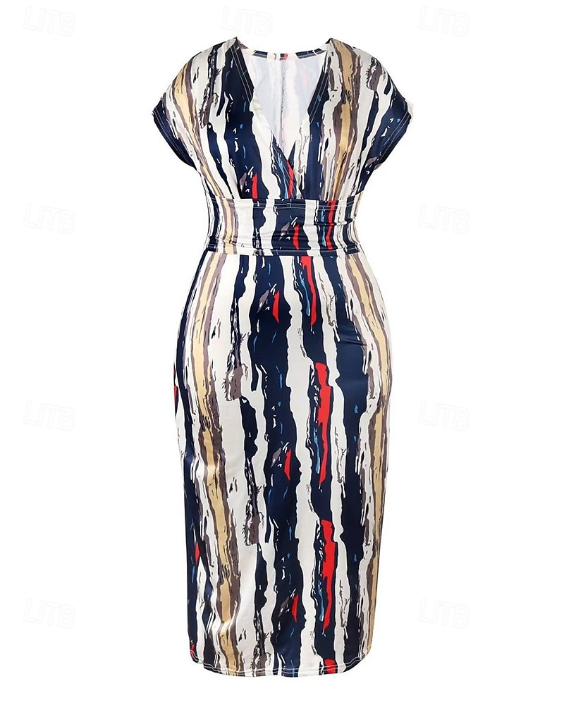 Női Midi ruha hétköznapi ruha Bodycon nyári ruha Divat Szabadtéri Szabadság Randi Normál Színes Féhosszú Mély-V Medence Barna Sötétkék Nyár Tavasz 2025 - $24.99 –P5