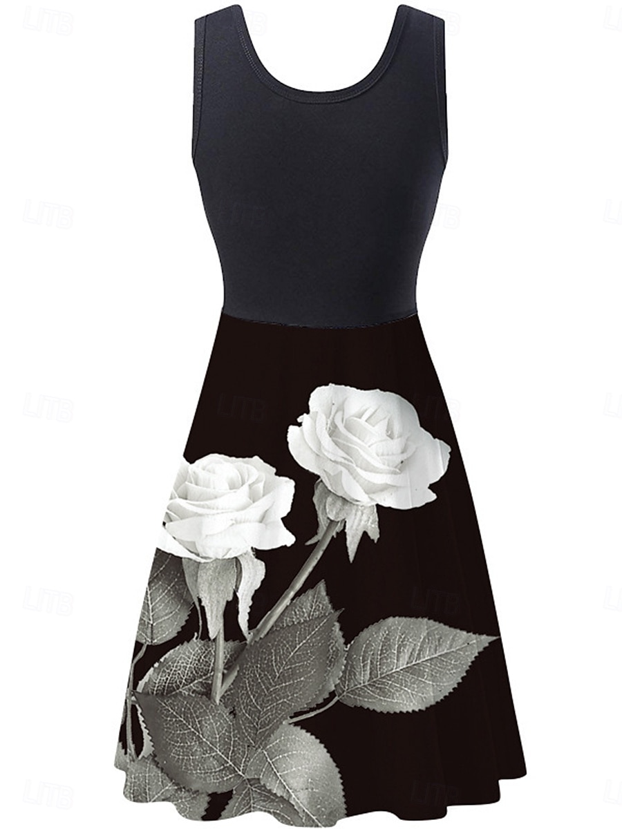 Women's Mini Dress Sundress A Line Dress Slip Dress Off The Shoulder Dress Vacation Casual Vacation Daily Regular Fit Floral Sleeveless Crew Neck Black And White Black White Pink Summer 2025 - $21.99 –P3