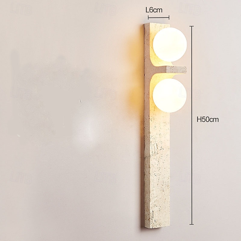 applique da parete lunga striscia applique da parete retrò in stile giapponese per interni con paralume in vetro bianco latte applique da parete artistica in travertino giallo per camera da letto del 2025 a $222.49 –P1