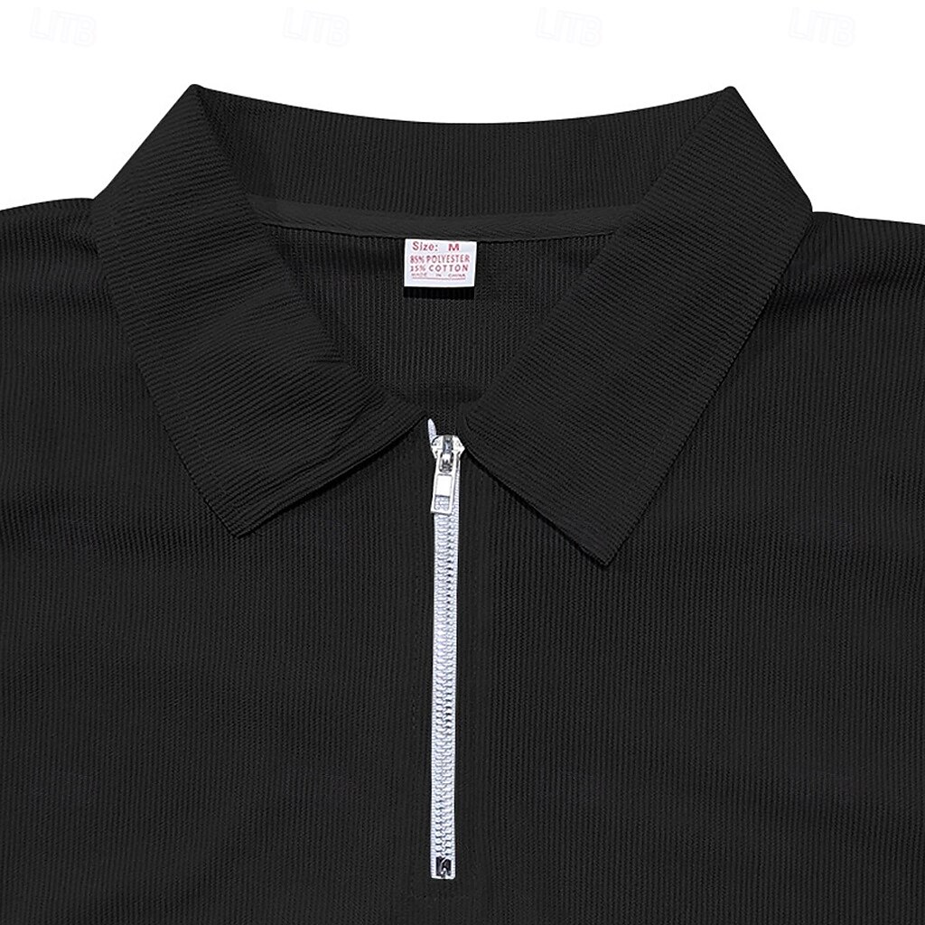 Férfi Póló öltönyök Tracksuit Teniszing Zip Polo Rövid ujjú Negyed irányítószám Nyár Tömör szín Testedző Alkalmi 2 db Vakáció Hétköznapi viselet Sportruházat Fekete Fehér Medence Férfi felső póló 2025 - $36.99 –P5
