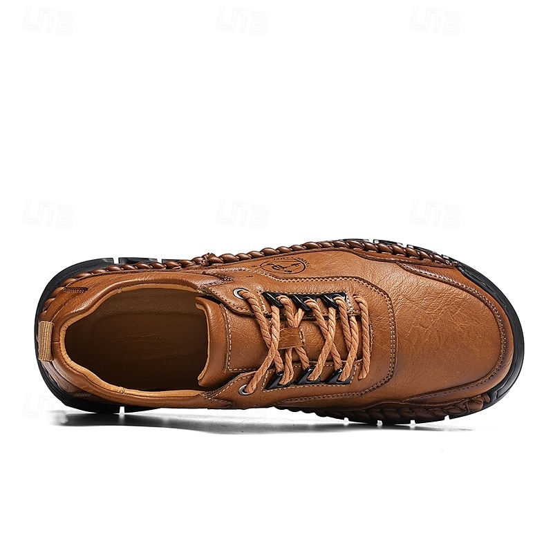 Zapatos de senderismo para exteriores para hombre con parte superior de piel sintética duradera y suela resistente: zapatillas cómodas con cordones para uso diario y aventuras 2026 - $59.99 –P9