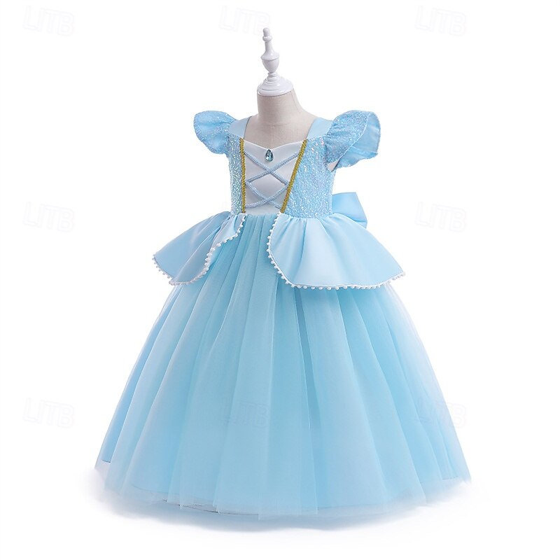 Kids Girls' Dress Color Block Sleeveless Performance Outdoor Mesh Adorable Costume Polyester Midi Casual Dress A Line Dress Tulle Dress Summer Spring 4 years+ Sky Blue 2025 - $31.99 –P7