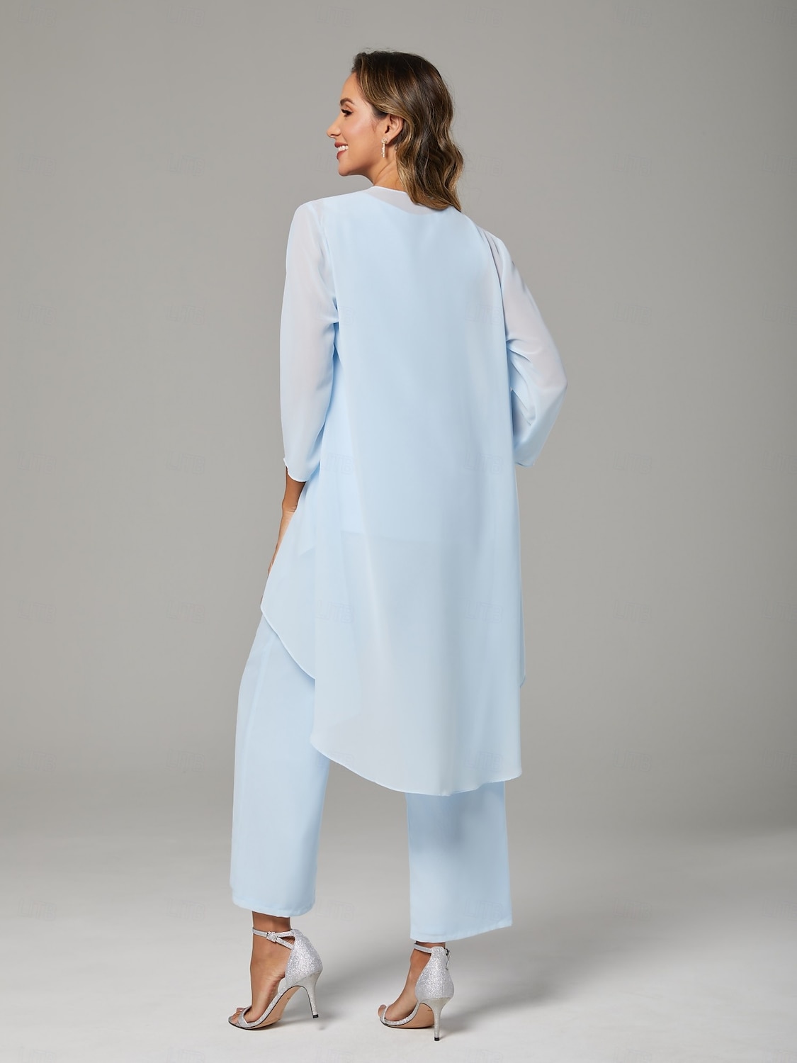 Jumpsuit  Broekpak Moeder van de Bruid Bruiloft Gast Elegante Plus Size Bateau Hals Vloerlengte Chiffon Mouwloos Wrap Inbegrepen met Effen Kleur 2025 - $107.99 –P2
