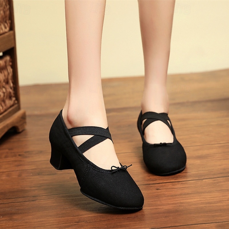 sapatos de dança de lona preta para mulheres – sapatilhas leves e flexíveis com design de tiras cruzadas para aulas de jazz, balé e dança de 2025 por $29.99 –P1