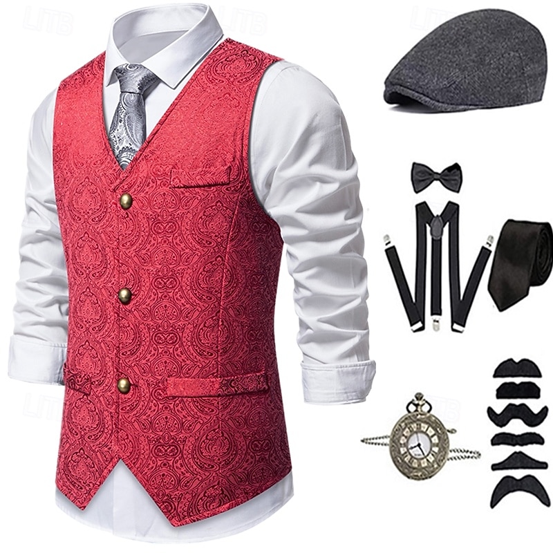 Anni 1920 Ispirato al vintage Il grande Gatsby Costume da festa Mascherata Set di accessori Senza maniche Stampa Senza colletto Costume Per uomo Halloween Festa & Sera Casual Quotidiano Cravatta del 2026 a $51.99 –P10