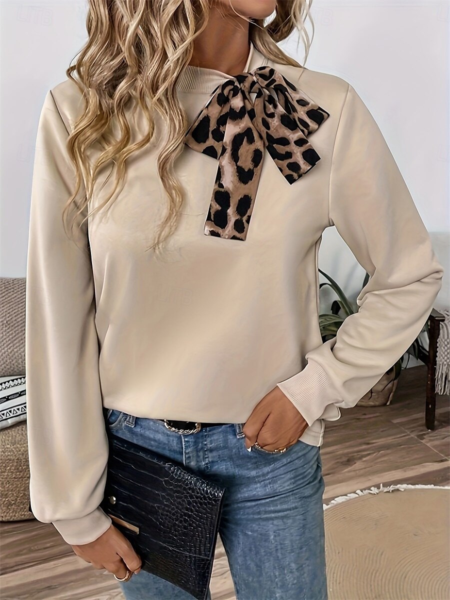 Per donna Blusa Color Block Moda Informale Manica lunga Girocollo Top regolari Ufficio Giornaliero Per eventi Collage Beige Autunno Inverno del 2025 a $29.99 –P3