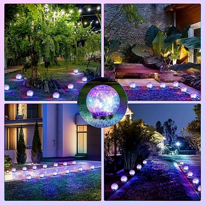 2 Pcs 12CM-35Lets Outdoor Solar Cracked Glass Ball Ground Plug in Light Courtyard Garden Lawn Path Wedding Festival Atmosphere Decorative Light 2026 - $29.99 –P2