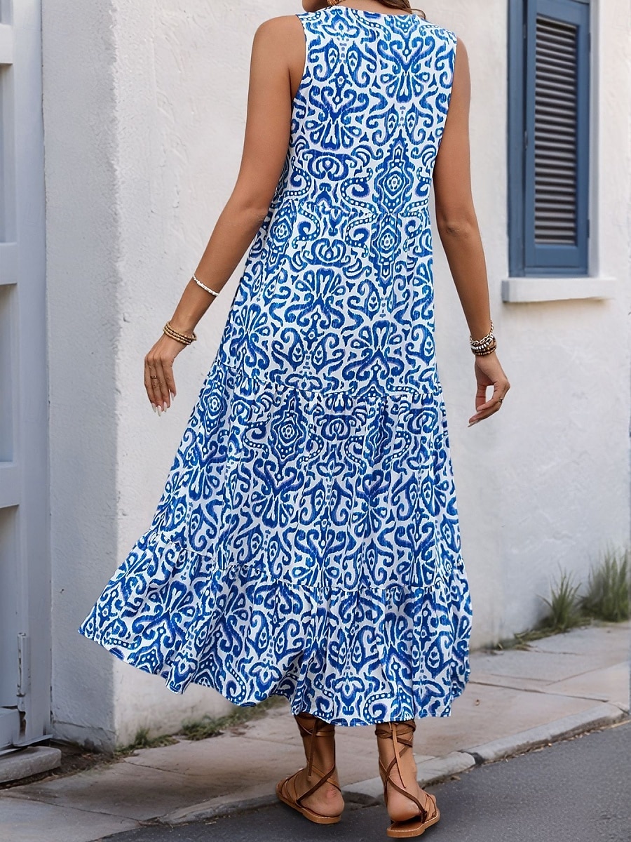 Női Maxiruha hétköznapi ruha Boho elegáns ruhák Ujjatlan ruha Boho ruha Csehország aranyos stílus Stílusos Vakáció Napi Tengerpart Laza öltözet Virágos Ujjatlan Vágott nyak Sárga Medence Fukszia 2025 - $29.99 –P2