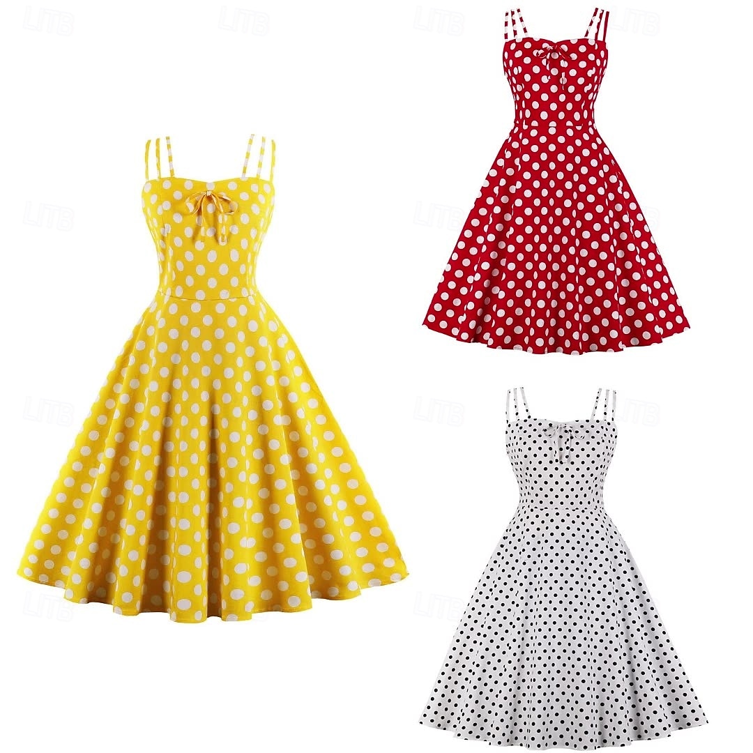 Retro Vintage 1950er Kleid Swing-Kleid Übergröße Tupfen Damen Karneval Maskerade Alltagskleidung Junggesellinnenabschiedsparty Erwachsene Kleid Abschlussballkleider 2025 - $32.99 –P2