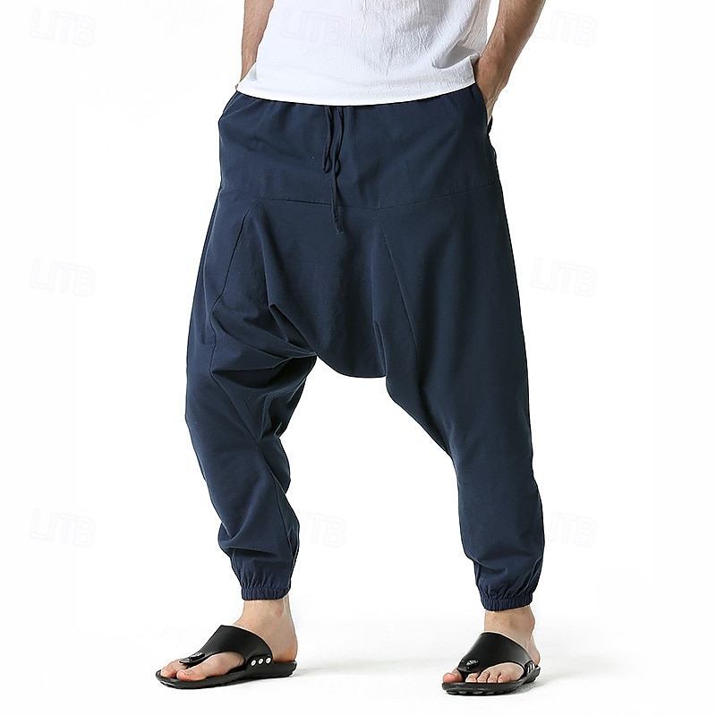 Hombre Persona que practica jogging Pantalones de algodón Pantalones Pantalones de playa Pantalones Harem Bolsillo Correa Cintura elástica Plano Comodidad Transpirable Vacaciones Diario Festivos 2025 - $23.99 –P9