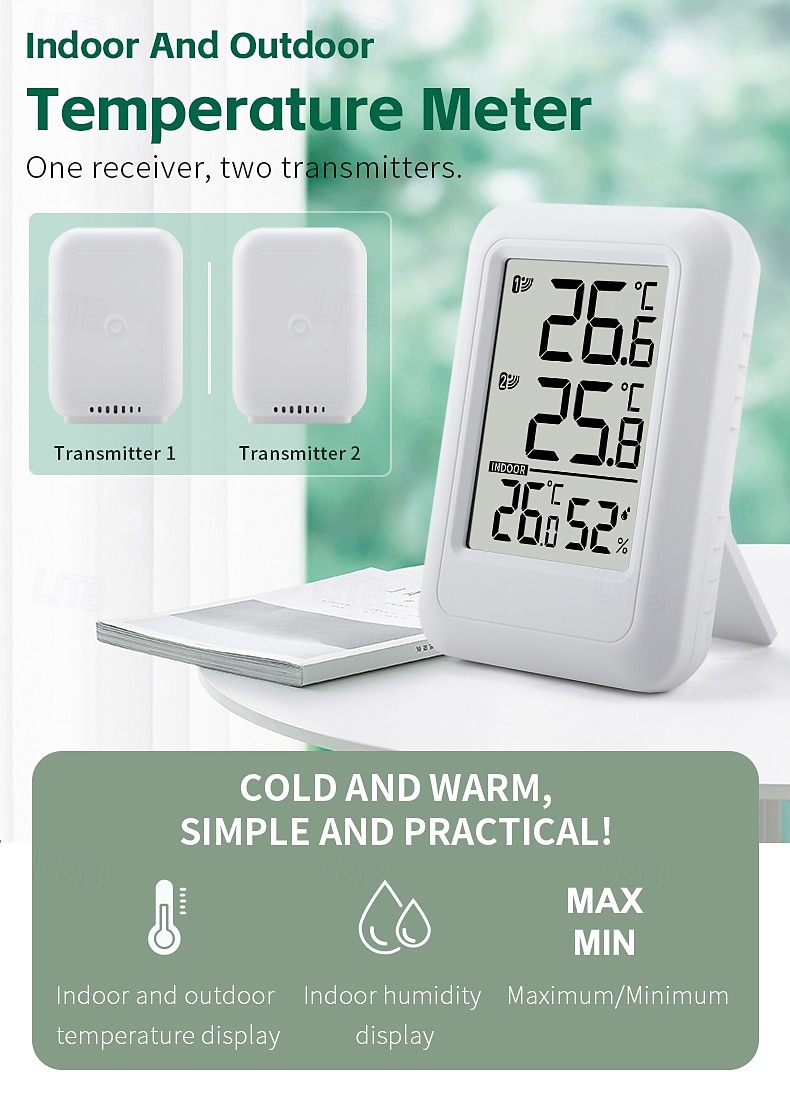 Wireless Indoor and Outdoor Thermometer One-to-two Multi-function Household Electronic Digital Display Thermometer 2025 - $34.99 –P1