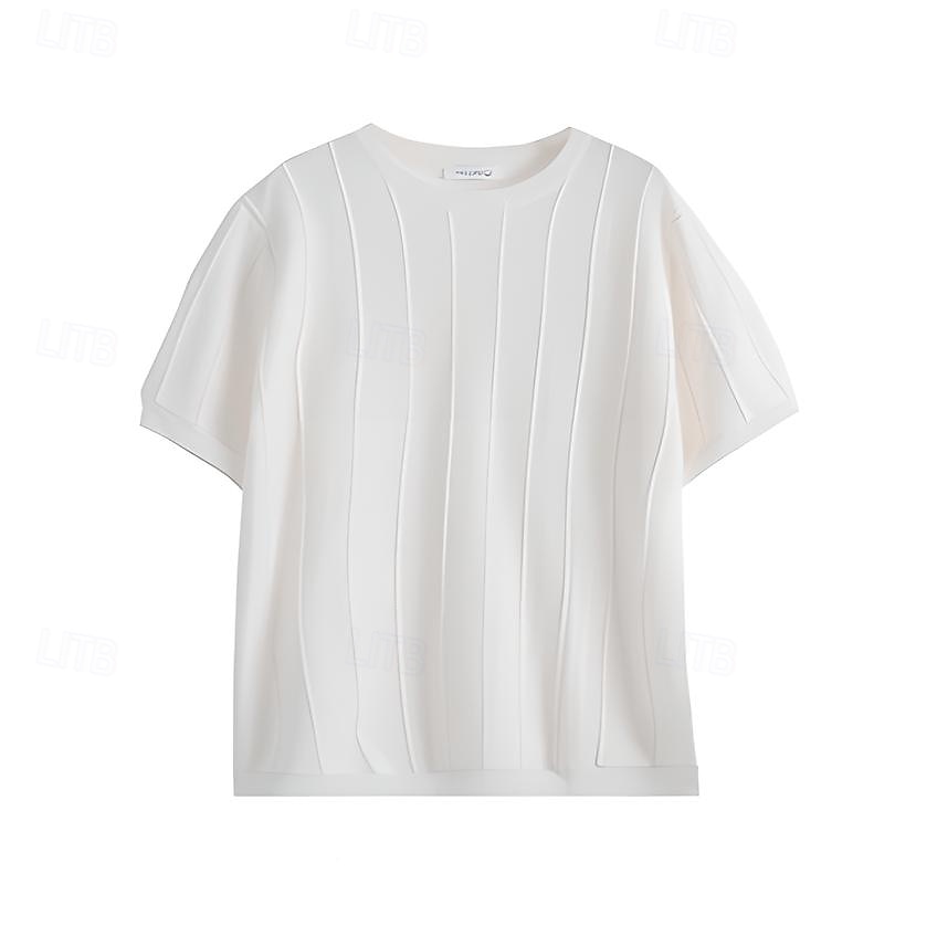 Men's T Shirt Short Sleeve Crew Neck Summer Spring Vertical Stripes Knitwear Elegant Vacation Knitting School Vacation Home Dark Red Black White Top Tee for Men 2025 - $27.99 –P9