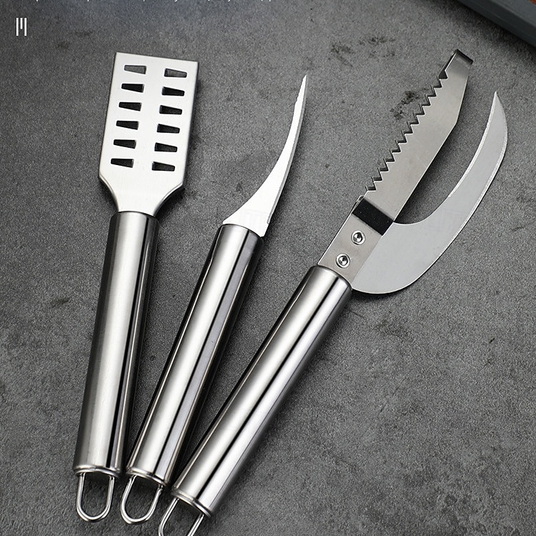1 pz/3 pz sgusciatore per gamberi in acciaio inox &squamatore per pesci - strumento 2 in 1 per la pulizia dei frutti di mare all'aperto per barbecue del 2025 a $3.49 –P6