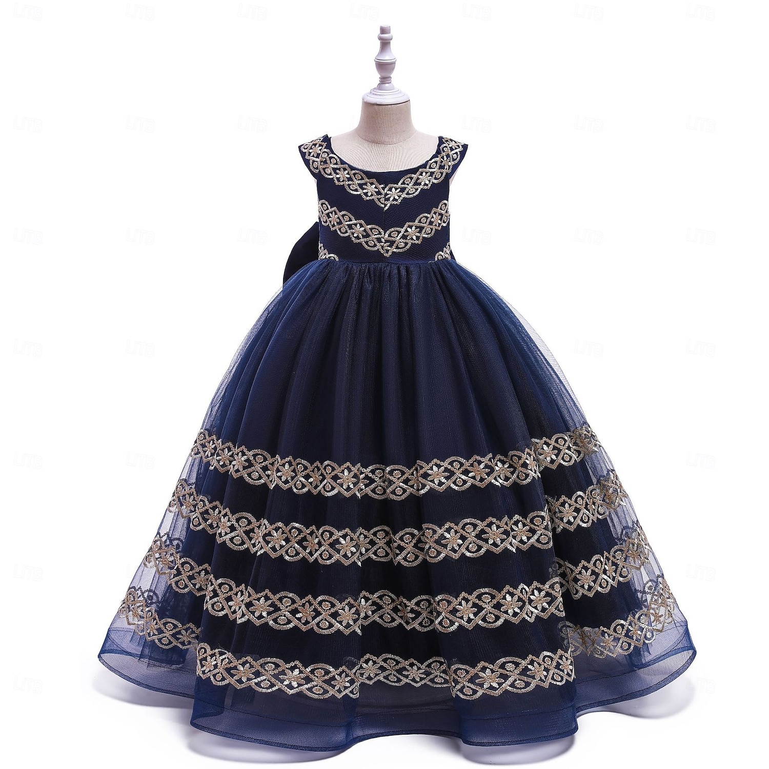 Princesa Longo Vestido para Meninas das Flores Festa de Casamento Meninas Lindo Vestido de Baile Renda com Apliques Estilo real Arco-Íris Ajuste 3-16 anos de 2025 por $77.99 –P5