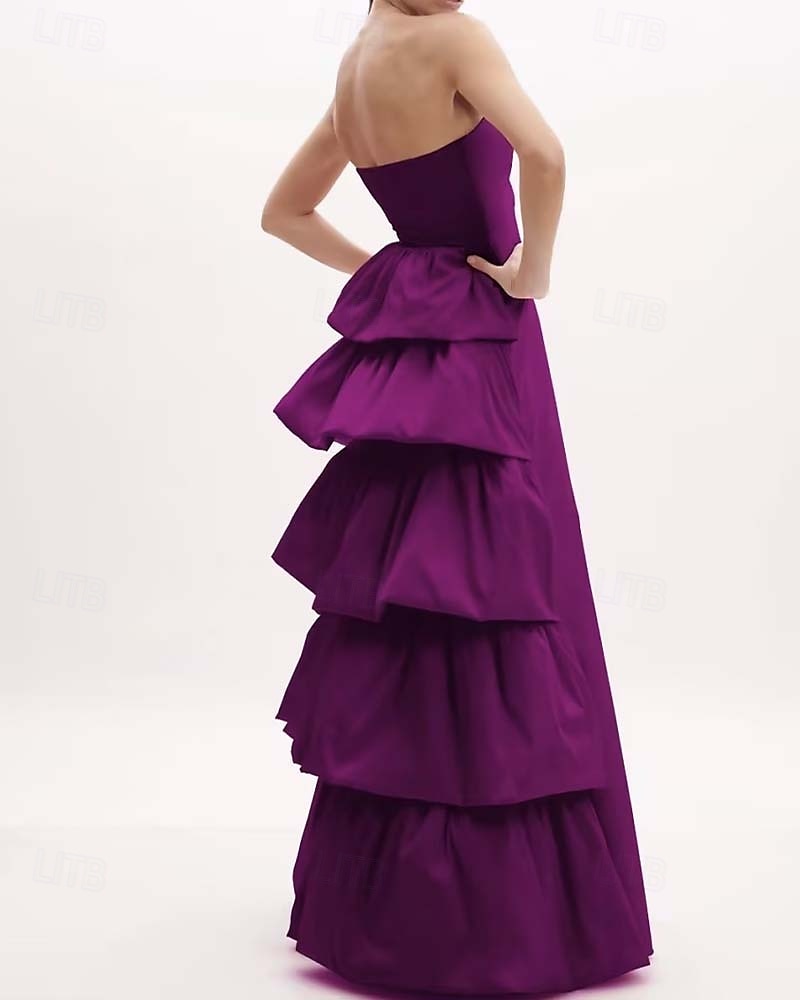 Robe de Soirée  Column Élégante Robe Formelle de Mariage Longueur de Sol Sans Manches Épaules Dégagées Tissu Lurex avec Volants de 2025 ? $158.99 –P2