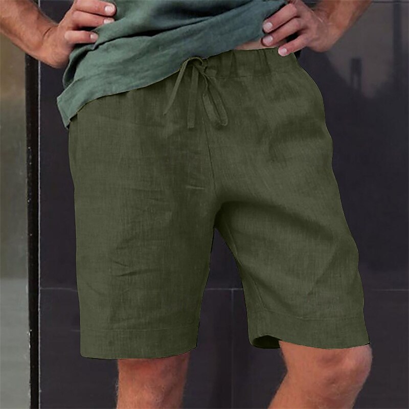 Herren Shorts Kurze Hosen Shorts aus Baumwollleinen Sommer-Shorts Strandshorts Kurze Hosen Tasche Kordelzug Elastische Taille Glatt Komfort Atmungsaktiv Kurz Urlaub Festtage Strand Hawaiianisch Boho 2025 - $16.49 –P19