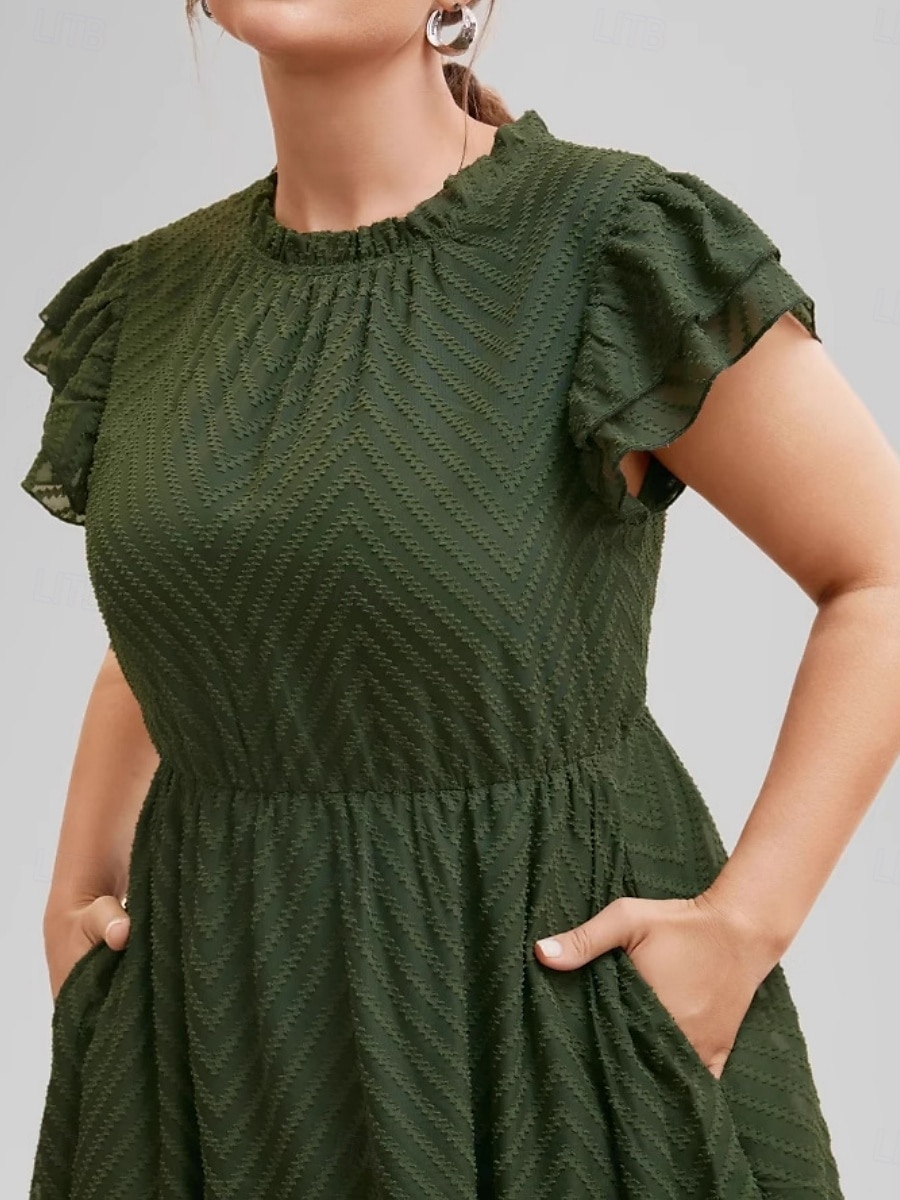 Femme Robe mi-longue Robe casual Robe Trapèze basique Décontractées Vacances du quotidien Standard Plein Manche Courte Col Ras du Cou Vert Véronèse Eté de 2025 ? $41.99 –P4