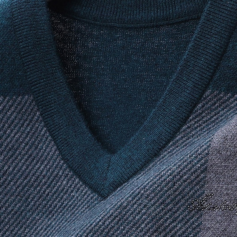 رجالي سترة سترة متماسكة V-neck مراجعة النمك منقوش V رقبة تريكو أنيق مدرسة رسمي ملابس الربيع الخريف أخضر داكن رمادي فاتح S M L 2025 - $52.99 –P10