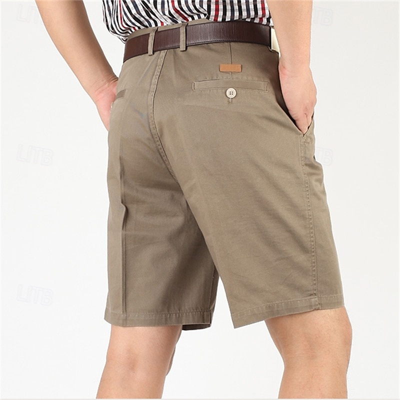 Herren Shorts Kurze Hosen Chino Bermuda Shorts Kleid-Shorts Bermudas Arbeitsshorts Gefaltet Tasche Gerade geschnitten Glatt Atmungsaktiv Kein Eisen Knielänge Outdoor Casual Täglich Modisch 2025 - $23.99 –P5