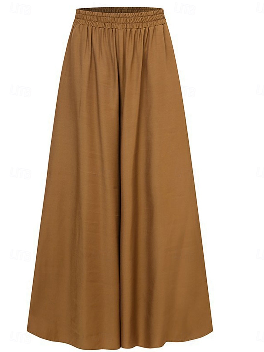 Women's Culottes Wide Leg Chinos Fashion Streetwear Full Length High Waist Plain Elastic Waistband Comfy Soft Comfortable Micro-elastic Outdoor Street Camel Robin's Egg Blue Black Summer Spring 2025 - $18.99 –P5