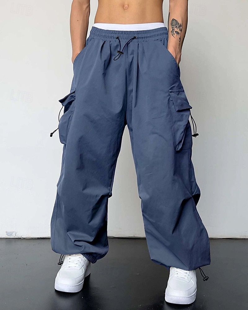 Homens Calças Cargo Calças Com Cordão Cintura elástica Bolso multi Tecido Vestível Diário Ao ar livre Acampar e Caminhar Moda Clássico Azul Verde Claro de 2026 por $32.99 –P2