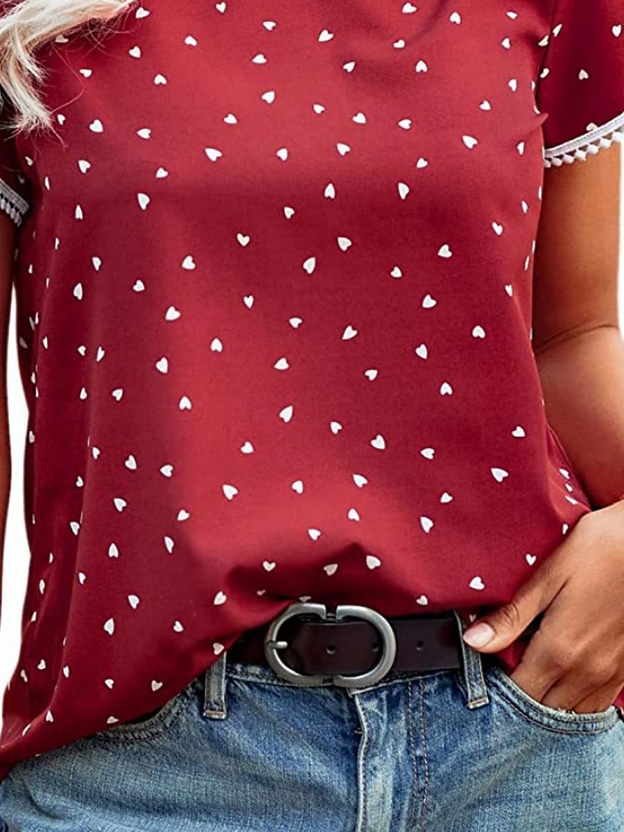 Tricou de femei Puncte Stilat Casual Mâneci Scurte Gât Rotund Topuri Regulate Zilnice Print Negru Alb Roz Roșu Albastru Vară Primăvară 2025 - $16.99 –P3