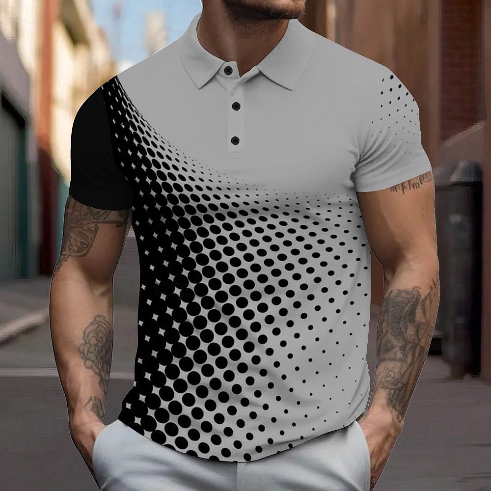 Pánské Geometrické tvary Pólo Krátký rukáv Polo tričko Košile s límečkem Obchodní příležitostné Škola Venkovní Oblečení na atletiku Denní nošení 3D tisk Léto Bílá Nebeská modř Tmavomodrá 2025 - $27.99 –P3