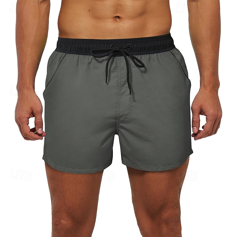 Homens Calção Justo de Natação Shorts de Natação Bermuda de Surf Calças Com Cordão Com bolsos Natação Surfe Praia Esportes Aquáticos Retalhos Cor Sólida Verão Primavera de 2025 por $25.99 –P19