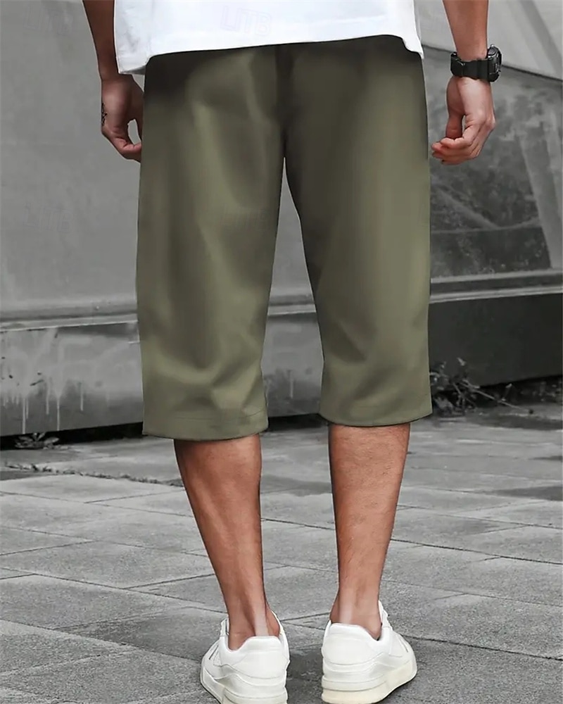 Voor heren Zomer korte broeken Caprishorts Casual korte broek Zak Trekkoord Elastische taille Effen Comfort Ademend Kuitlengte Buiten Vakantie Sport Casual Zwart Leger Groen 2026 - $18.99 –P11