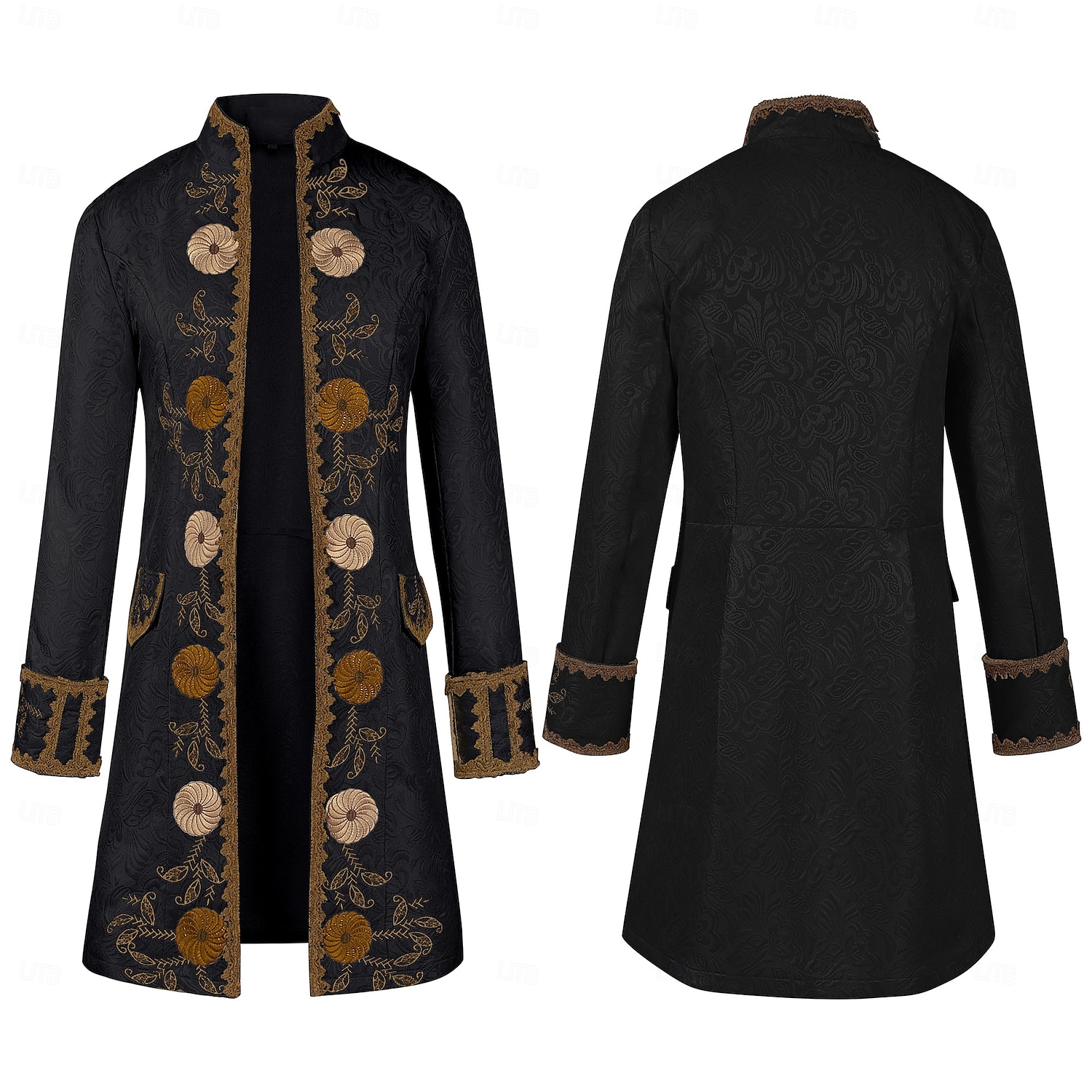 Retro Vintage Punk e gótico Medieval Casaco Traje Cosplay Smoking Vampiros Cavalheiro Homens Pirata Real Steampunk Dia Das Bruxas Carnaval Baile de Máscaras Festa / Eventos Adulto Casaco de 2025 por $57.99 –P2