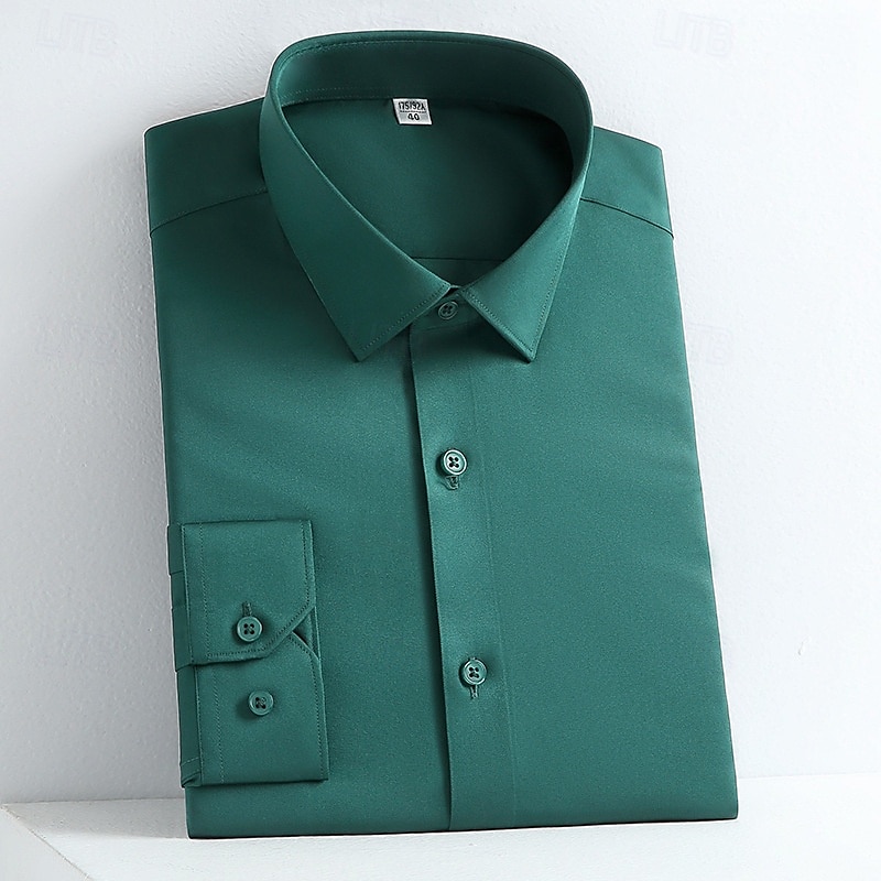Homme Chemise Chemise boutonnée Couleur unie Mariage Soirée Noir Blanche Jaune Vert Claire manche longue Revers Printemps Automne Vêtement Tenue Poche de 2025 ? $29.99 –P3