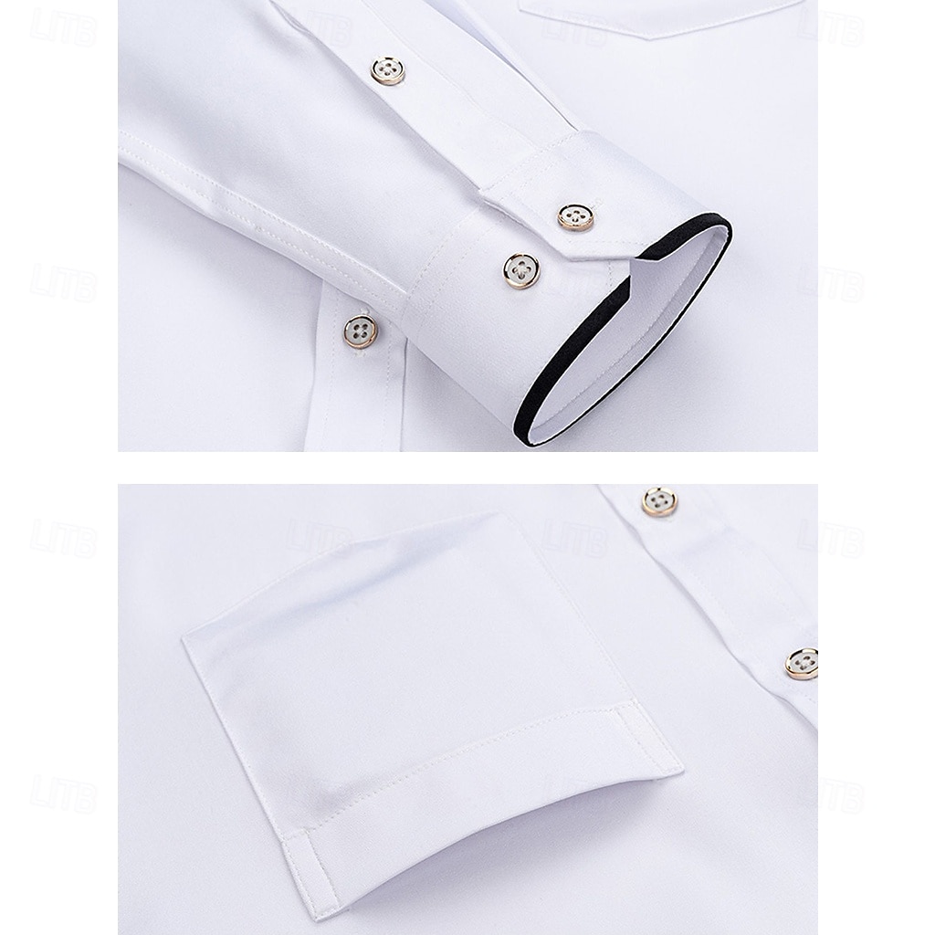 Herren Oberhemd Hemd Bügelfreies Hemd Solide / einfarbig Hochzeit Hellblau Schwarz Weiß Rosa Langarm Umlegekragen Ganzjährig Bekleidung Patchwork 2025 - $26.99 –P3