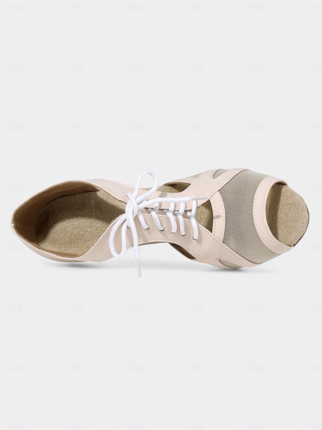 scarpe da ballo nude con lacci e ritagli in rete – punta aperta, tacco medio per donna – perfette per lezioni di danza e spettacoli del 2025 a $46.99 –P3