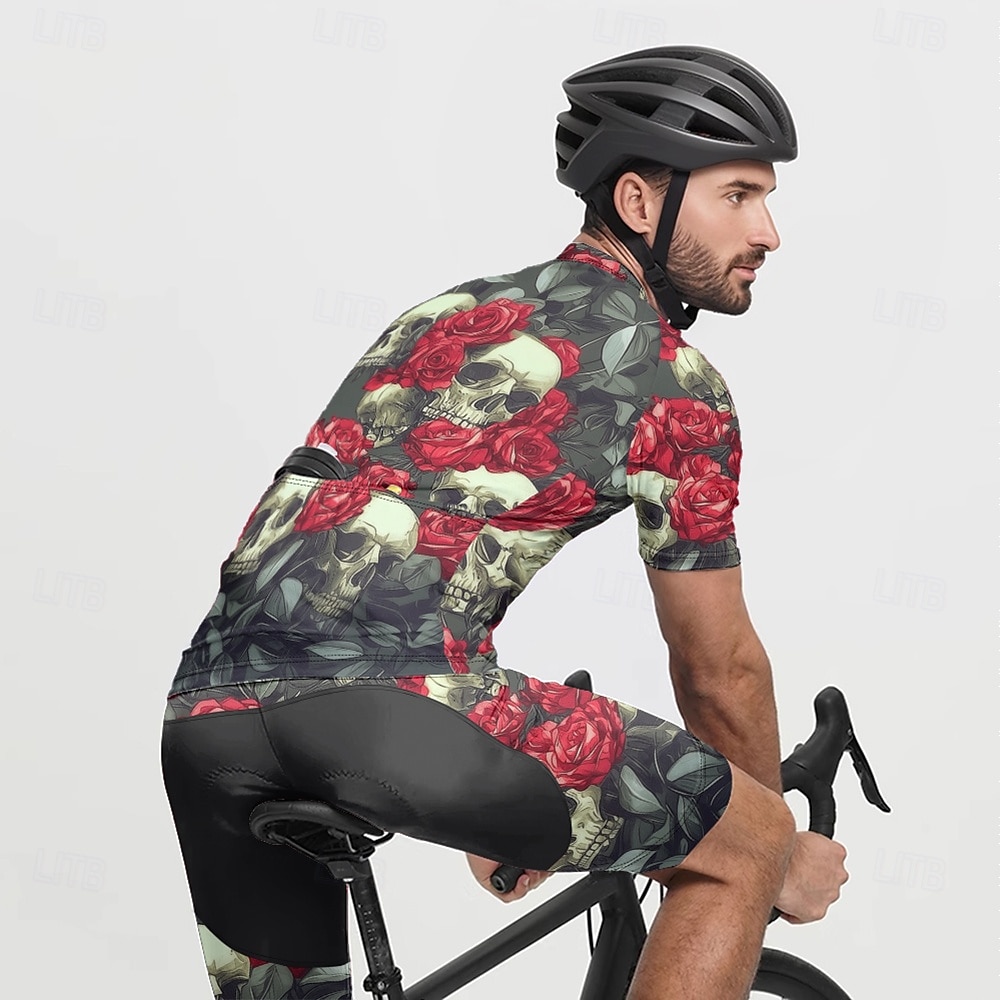 Homme Maillot de cyclisme Crâne Manche Courte Cyclisme T-shirt Maillot avec 3 poches arrière VTT Vélo tout terrain Séchage Rapide Design Anatomique Évacuation de l'Humidité Respirant Des sports Noir de 2025 ? $25.99 –P9
