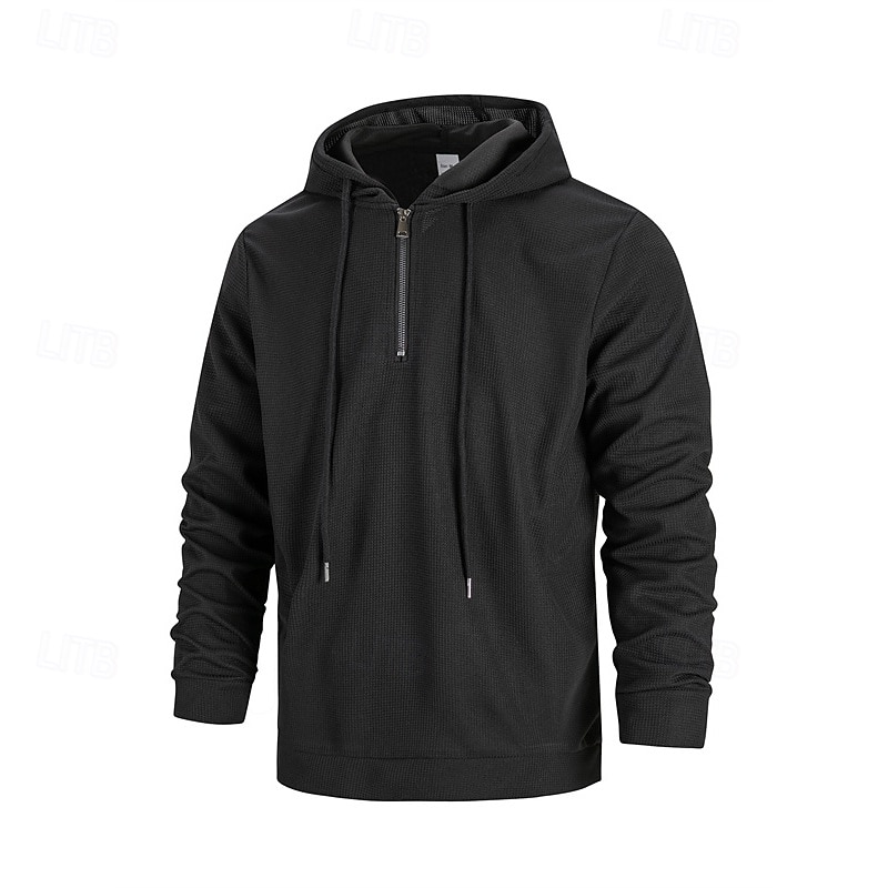 Homme Sweat à capuche Sweat à capuche quart zippé Noir Blanche Bleu Kaki Gris Capuche Plein Cordon Sport & Loisir du quotidien Vacances Polyester Vêtement de rue basique Décontractées Printemps de 2025 ? $22.99 –P6