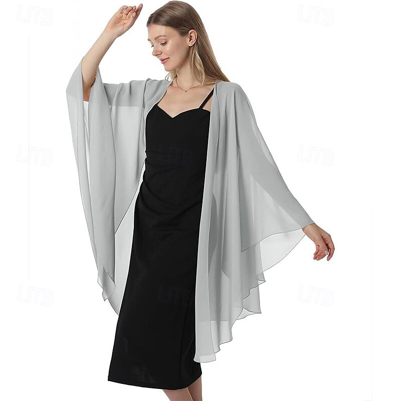 scialli e mantelle in chiffon, scialle per feste di nozze, sciarpa per donna, abito da sera da sposa, abiti per occasioni speciali del 2025 a $29.99 –P13