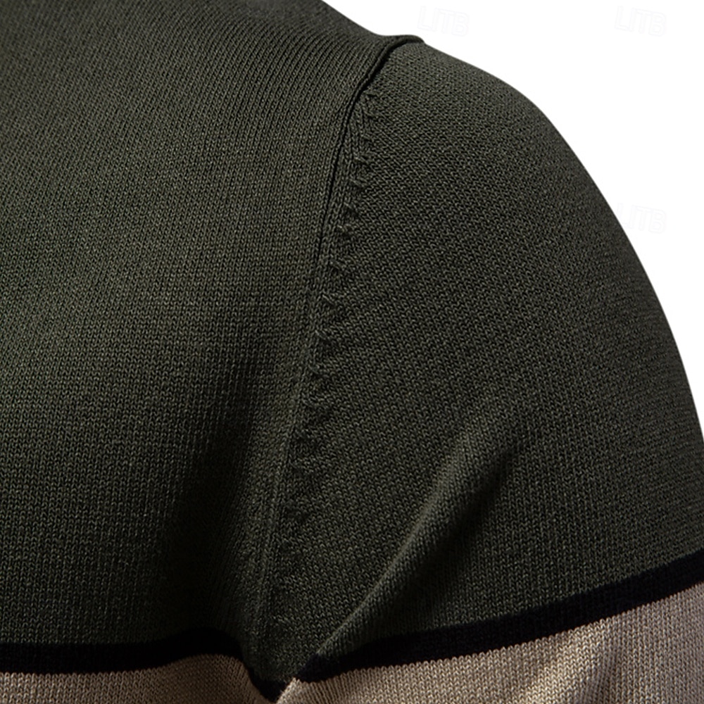Voor heren Polo Gebreide polo Formeel Werk Meeuwenhalsband Korte mouw Kleurenblok Lapwerk Zomer Marineblauw Khaki Leger Groen Polo 2025 - $26.99 –P5