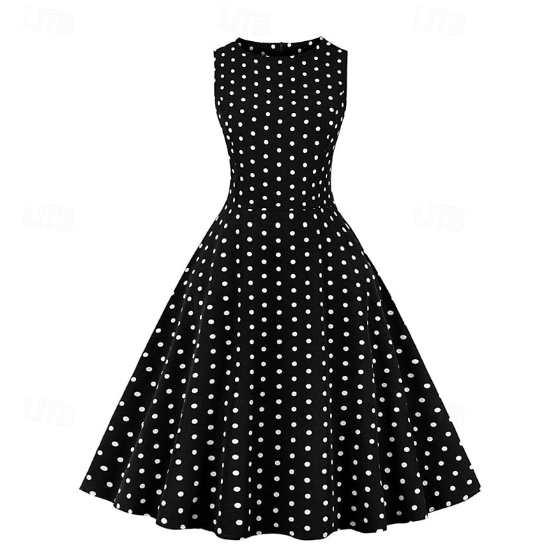 Retro 50. léta Rockabilly Šaty Houpací šaty Puntíky Dámské Karneval Plesová maškaráda Denní nošení loučení se svobodou nevěsty Dospělé Šaty Šaty pro návrat domů 2025 - $23.99 –P14