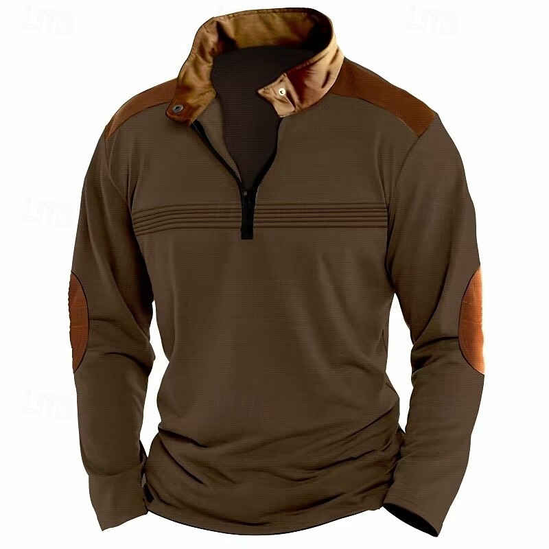 Miesten Quarter Zip Polo Golfpaita Päivittäin Pyhäpäivä Neljänneksen postinumero Pitkähihainen Muoti Moderni Väripalikka Tilkkutäkki Kevät Syksy Normaali Musta Valkoinen Vaaleanpunainen Rubiini 2025 - $22.99 –P8