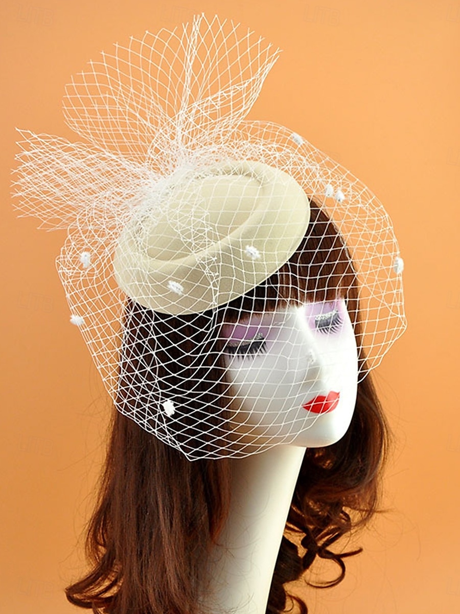 Huvudbonad Tyll Fedora Hatt Bröllop Elegant Vintage Med Tyll Huvudbonad Huvudbonader Fascinatorer Racedag Klänning 2026 - $16.49 –P5