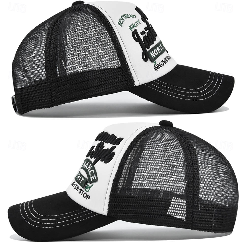 Homens Boné de beisebol Chapéu de sol Chapéu de caminhoneiro Tampa de malha Preto Vinho Algodão Ajustável Moda Roupa Diária Festival Letra Bordado Casual / Diário de 2025 por $9.99 –P4