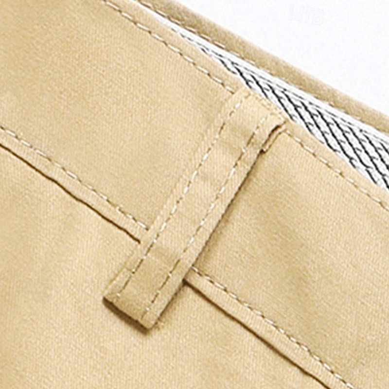 Herren Anzughosen Hose Hosen Chinesisch Chino Knopf Tasche Glatt Komfort Formal Party Arbeit Modisch Klassicher Stil Cachi scuro Hellkaki Mikro-elastisch 2025 - AU $33.49 –P9